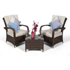 Giardino Arizona 2 Seat Garden Lounge Chair Set - Brown