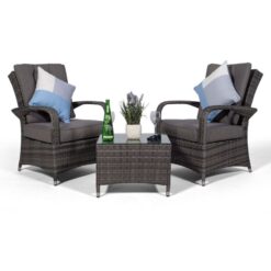 Giardino Arizona 2 Seat Garden Lounge Chair Set - Grey