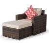 Giardino Sydney Rattan Armchair Ottoman Lounge Chair Set - Brown