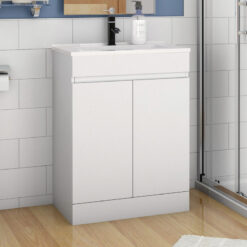 Gloss White Vanity Unit with Basin Sink Bathroom Furniture 600mm Freestanding