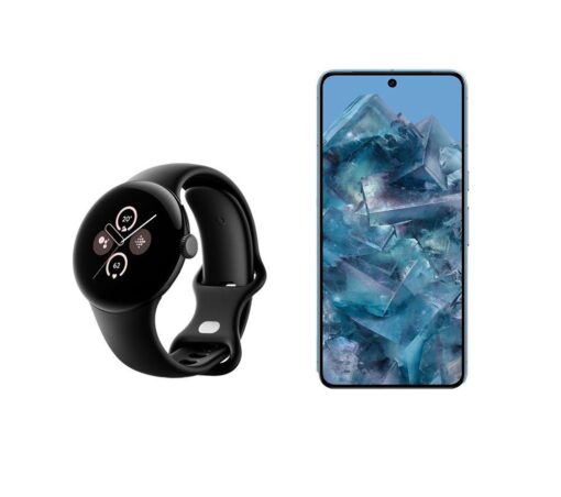 Google Pixel 8 Pro (256 GB, Bay) & Pixel Watch 2 WiFi with Google Assistant (Black) Bundle, Blue