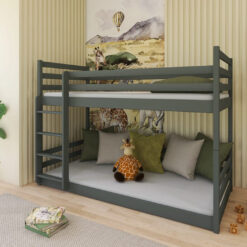 Graphite Mini Bunk Bed for Kids with Foam Bonnell Mattresses - Safe & Sturdy Design