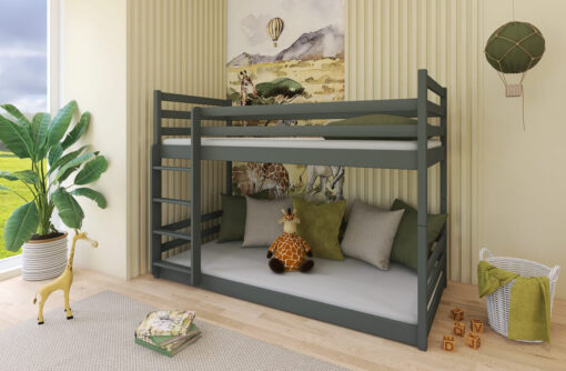 Graphite Mini Bunk Bed for Kids with Foam Bonnell Mattresses - Safe & Sturdy Design