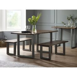 Grey Essential Live Edge Medium Sized Dining Table 1.5M Set With 4 Chairs