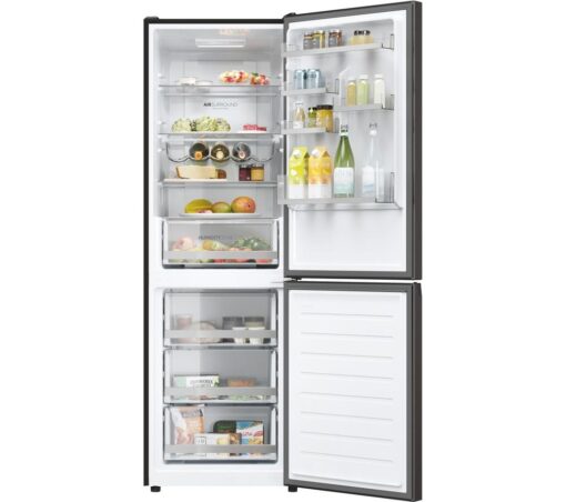 HAIER HDW1618DNPD(UK) Smart 60/40 Fridge Freezer - Platinum Inox, Black,Silver/Grey