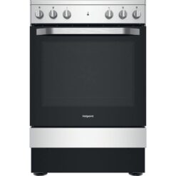 HOTPOINT HS67V5KHX/UK 60 cm Electric Ceramic Cooker - Inox & Silver, Black,Silver/Grey