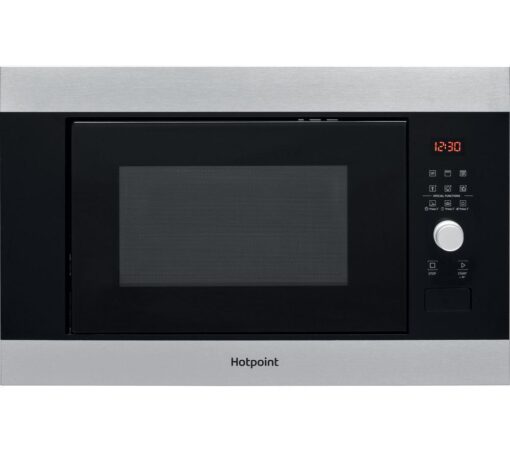 HOTPOINT MF25G Built-in Microwave with Grill - Black & Stainless Steel, Stainless Steel