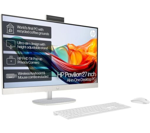 HP Pavilion 27-cr0032na 27" All-in-One PC - AMD Ryzen™ 7, 1 TB SSD, White, White