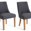 Habitat Alec Pair of Fabric Dining Chair - Charcoal