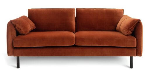 Habitat Bexley Velvet 3 Seater Sofa in a Box - Rust Orange