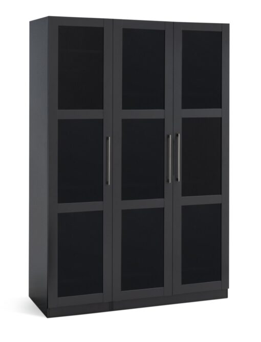 Habitat Hamburg 3 Door Glass Wardrobe -Dark Grey