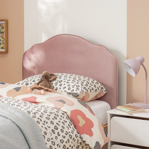 Habitat Kids Sophia pink velvet single bed frame - White