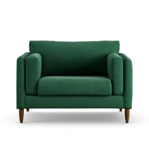 Habitat Newington Fabric Cuddle Chair - Green - Dark Leg