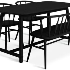 Habitat x Morris & Co. Canterbury Table,Bench & 2 Chairs-Blk