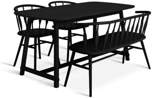 Habitat x Morris & Co. Canterbury Table,Bench & 2 Chairs-Blk