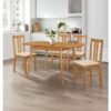 Hallowood Furniture - Aston Extending Dining Table and Chairs Set 4, Butterfly Table and Chairs, Light Oak Wooden Extendable Dining Table & Chairs,