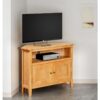 Hallowood Furniture - Aston Oak Effect 2 Doors Corner tv Unit with Shelf, Wooden Corner tv Cabinet, tv Media Unit with Storage, Corner Unit tv Stand