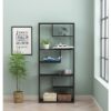 Hallowood Furniture - Bewdley Black Metal Large Book Shelf with 6 Shelves, Metal Shelves Unit, Tall Bookcase for Office & Home, Ladder Shelf, Display