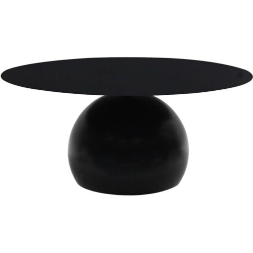 Hallowood Furniture - Bourton Black Metal Coffee Table, Round Side Table, Chic Barrel Style Centre Table, Sofa Magazine Table, Bedside Table, Small