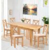 Hallowood Furniture - Camberley Oak Butterfly Extendable Dining Table and Chairs Set 6, Wooden Kitchen Table with 4 Ladder Back Chairs in Light Grey