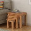 Hallowood Furniture - Cotswold Oak 3 Nest of Tables in Medium Oak, Solid Wooden Side Table, Multifunctional Coffee Table, Bedside Lamp Table, Nesting