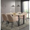 Hallowood Furniture - Cullompton Large Dining Table and Chairs Set 4, Live Edge Effect Kitchen Table with U-Shaped Legs, and Light Brown Armed