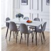 Hallowood Furniture - Cullompton Large Dining Table and Chairs Set 6, White Marble Effect Top and Black Metal Legs Dining Table (160 x 80cm) and Grey