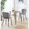 Hallowood Furniture - Cullompton Small Dining Table and Chairs Set 2, Oak Effect Top Kitchen Table and Grey Leather Effect Chairs, Dinner Table and