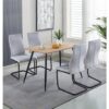 Hallowood Furniture Cullompton Small Dining Table and Chairs Set 4, Rectangular Oak Effect Top Kitchen Table with High Back Grey Dining Chairs,