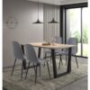 Hallowood Furniture - Dudley Large Dining Table and Chairs Set 4, Dinner Table (150cm) with Chunky u Shaped Metal Legs & Dark Grey Fabric Chairs,