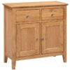 Hallowood Furniture - Hereford Oak Sideboard Storage Cabinet with 2 Drawers and Cupboard, Small Sideboards with Adjustable Shelves in Light Oak, Shoe