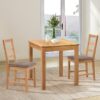 Hallowood Furniture - Hereford Oak Small Dining Table and 2 Chairs with Ladder Back, Solid Wooden Square Table and Chairs in Grey Seat, Kitchen Table