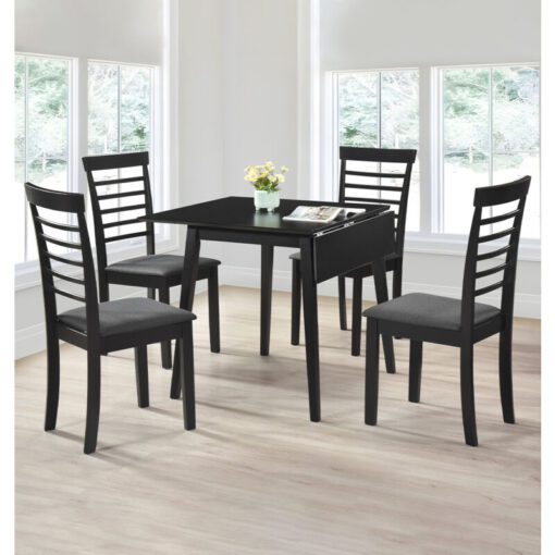 Hallowood Furniture - Ledbury Drop Leaf Table & Chairs Set 4, Dining Table and Chairs in Black Finish, Wooden Dining Table, Kitchen Table and Chairs,