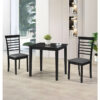 Hallowood Furniture - Ledbury Small Table & Chairs Set 2, Solid Wooden Dining Table and Chairs in Black Finish, Space Saving Kitchen Table and Chair,