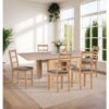 Hallowood Furniture - Newquay Oak Dining Table and Chairs Set 6, Flip Top Extending Table & Ladder Back Chairs, Foldable Table and Chairs with Grey