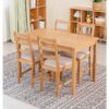 Hallowood Furniture - Waverly Oak Small Dining Table and Chairs Set 4, Wooden Dining Table (120x70cm) & Ladder Back Solid Oak Chairs with Beige Seat,