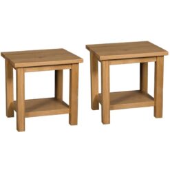 Hallowood Furniture - Waverly Oak Small Table, Light Oak Side Table Set of 2, Console Table, Solid Wooden Coffee Table for Living Room, Bedside