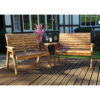 Hand Made 4 Seater Chunky Rustic Wooden Furniture Set 2 Benches With Angled Tray