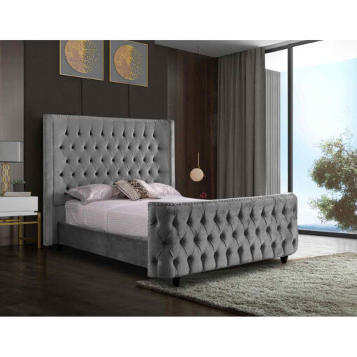 Harmony Bed Super King Plush Velvet Grey