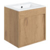 Helsinki Wall Hung 1-Door Vanity Unit with Basin 510mm Wide - Seville Oak - Signature