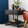 Henry Dark Metal 1 Drawer Lamp Table - Black