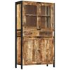 Highboard 100x40x175 cm Solid Rough Wood Mango Vidaxl Brown