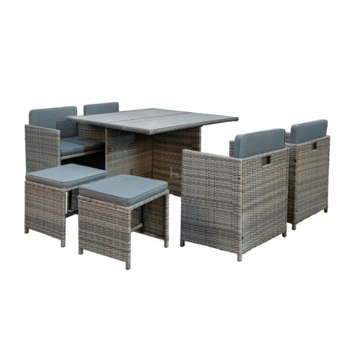 Home Detail - 9PC Grey Rattan Cube Set