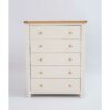 Home Source - 5 Drawer Chest Off White Bedroom Furniture Clothing Storage Country Wood Unit - Off White