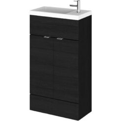 Hudson Reed Fusion Compact Vanity Unit with Basin 500mm Wide - Charcoal Black Woodgrain