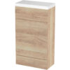 Hudson Reed - Fusion Compact wc Unit with Polymarble Worktop 500mm Wide - Bleached Oak