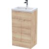 Hudson Reed Fusion Floor Standing 2-Door Vanity Unit with Basin 500mm Wide - Bleached Oak