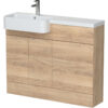 Hudson Reed Fusion LH Combination Unit with Round Semi Recessed Basin 1100mm Wide - Bleached Oak