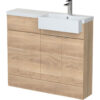 Hudson Reed Fusion RH Combination Unit with Square Semi Recessed Basin 1100mm Wide - Bleached Oak