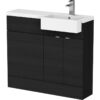 Hudson Reed - Fusion rh Combination Unit with Square Semi Recessed Basin 1000mm Wide - Charcoal Black Woodgrain